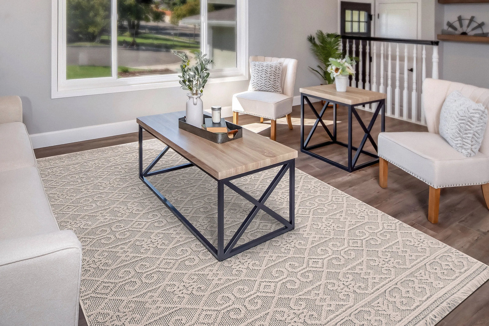 Seville 3609-109 Ivory/Soft Grey Rug