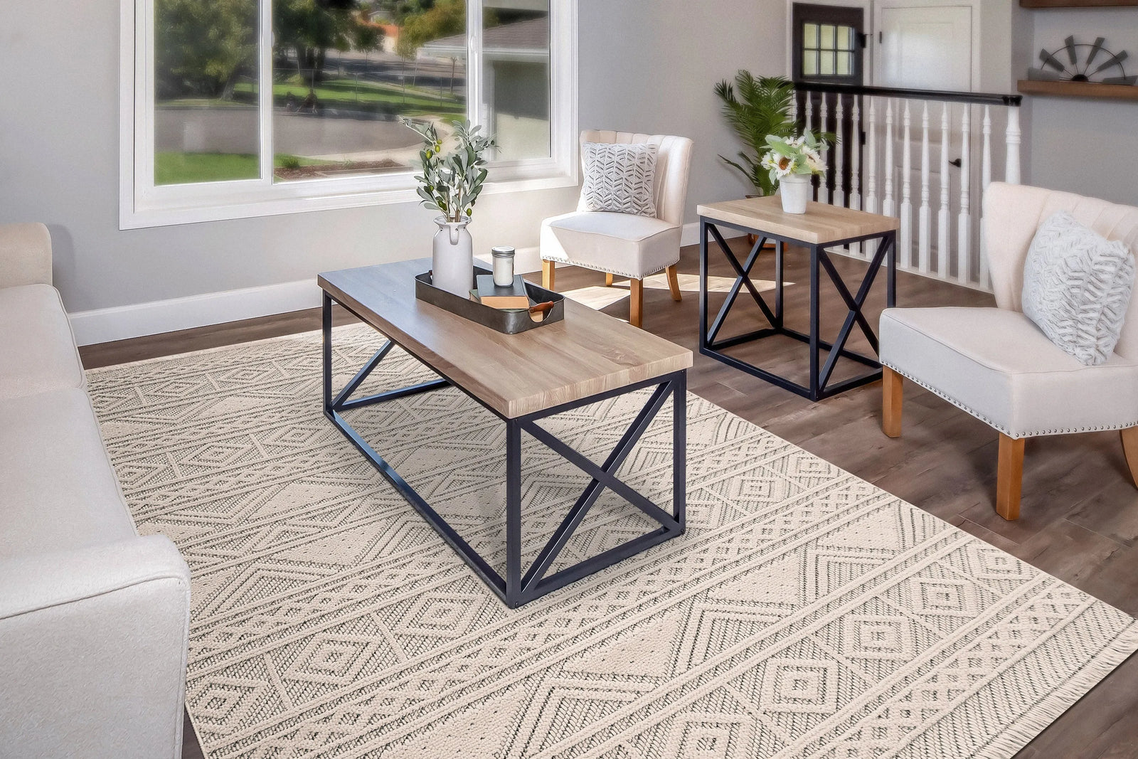 Seville 3607-109 Ivory/Soft Grey Rug