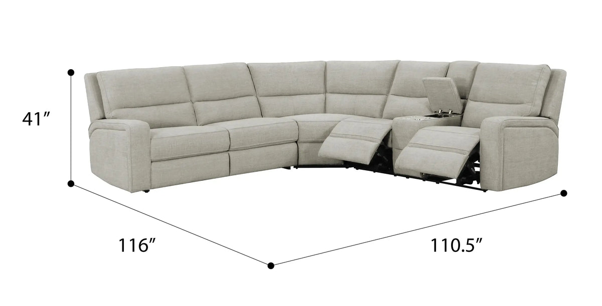 Medford Power 3-Seat Reclining Sectional Driftwood Tan