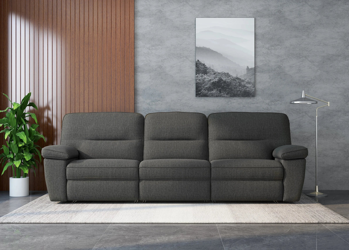 Alberta 3 Seat Reclining Modular Sofa Charcoal Gray