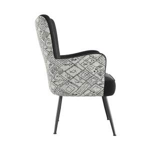 Amera Accent Chair Black With Petroglyph Print