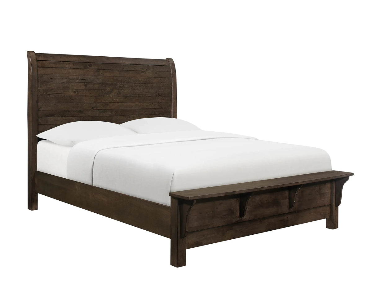 Ashton Hills Sleigh Bed Ash Brown