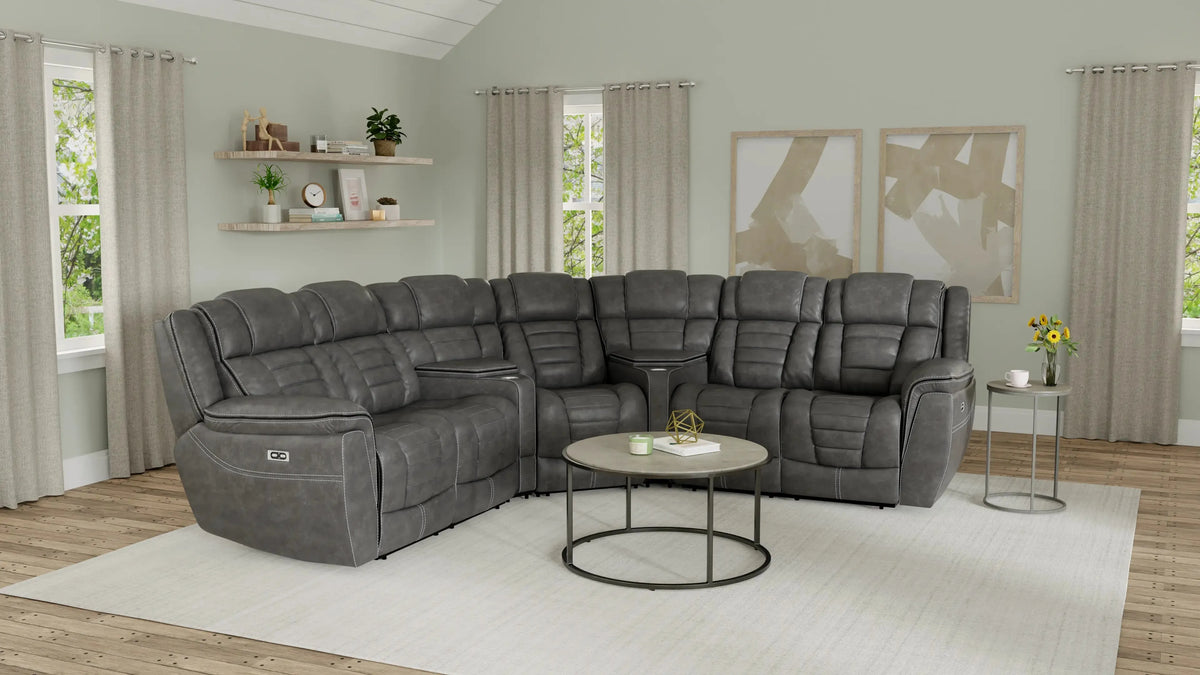 Rosenberg Power Reclining Sectional Gray Shadow