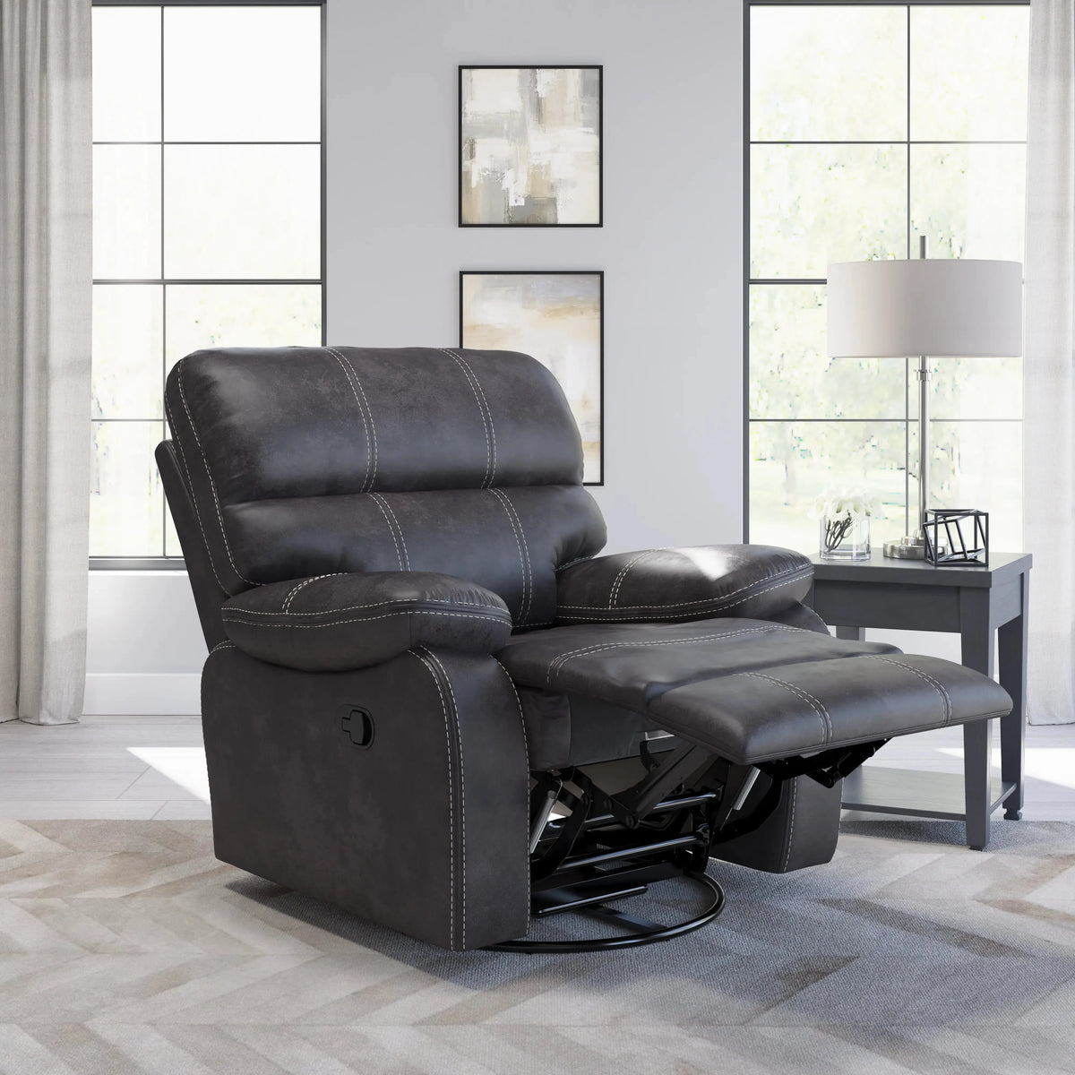 Jessie James Swivel Gliding Recliner Dark Graphite