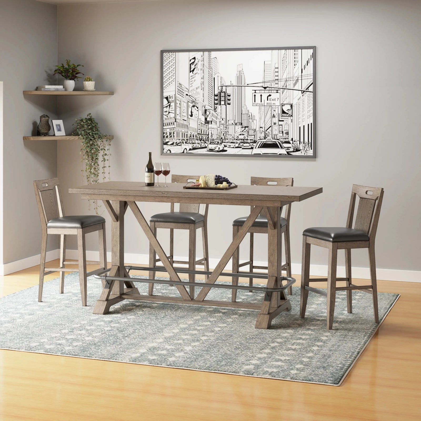 Benton Slat Back Bar Stool Pecan Brown