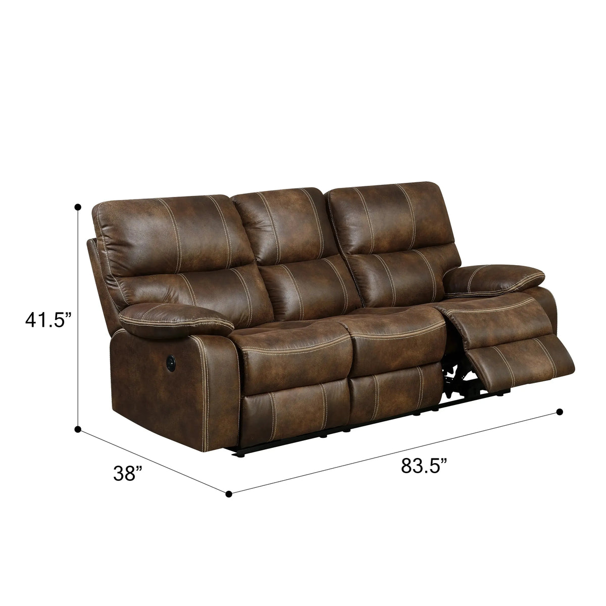 Jessie James Power Reclining Sofa Chocolate Brown