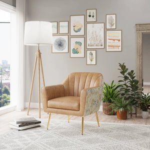 Ophelia Accent Chair Saddle With Vintage Leaf