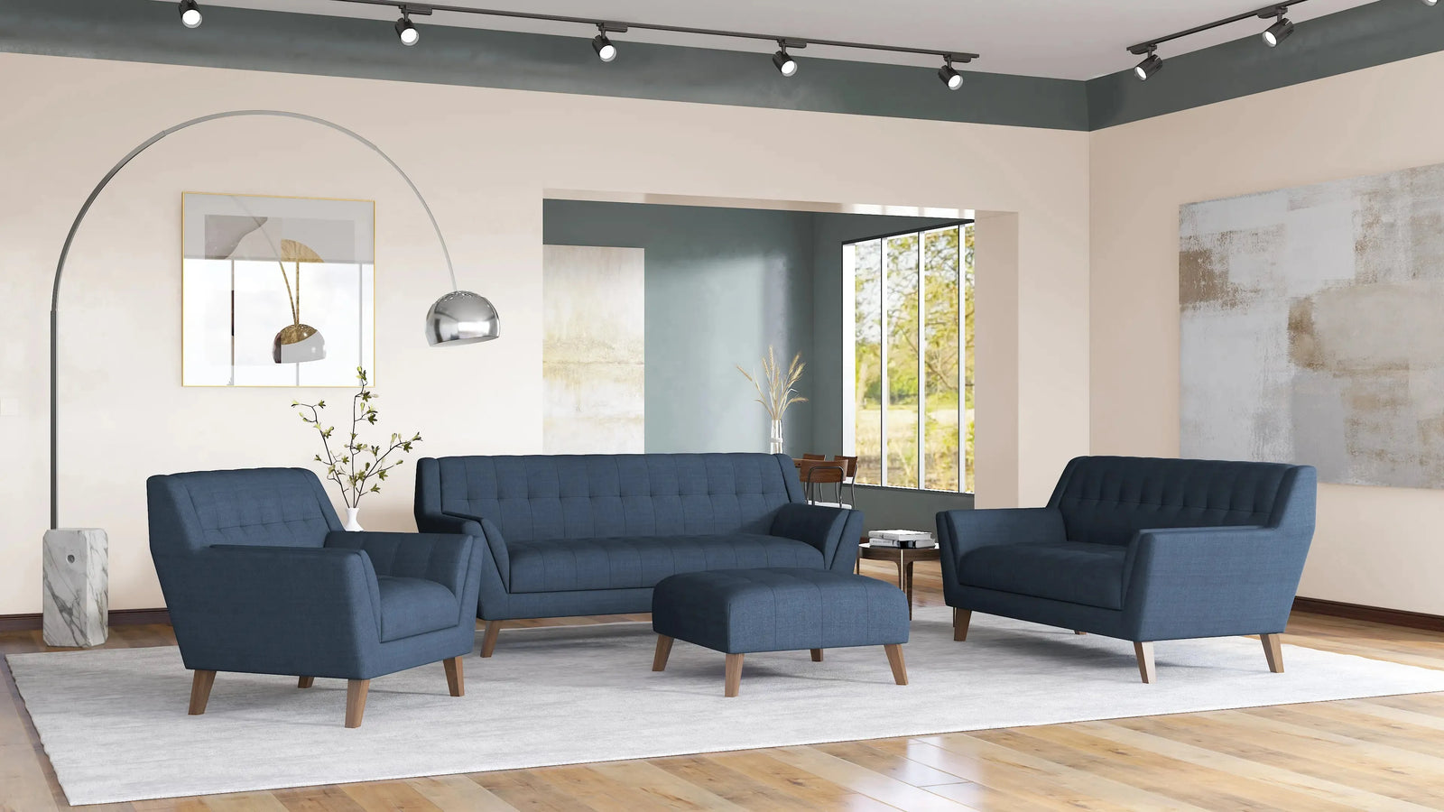 Binetti Square Ottoman Navy Peacock