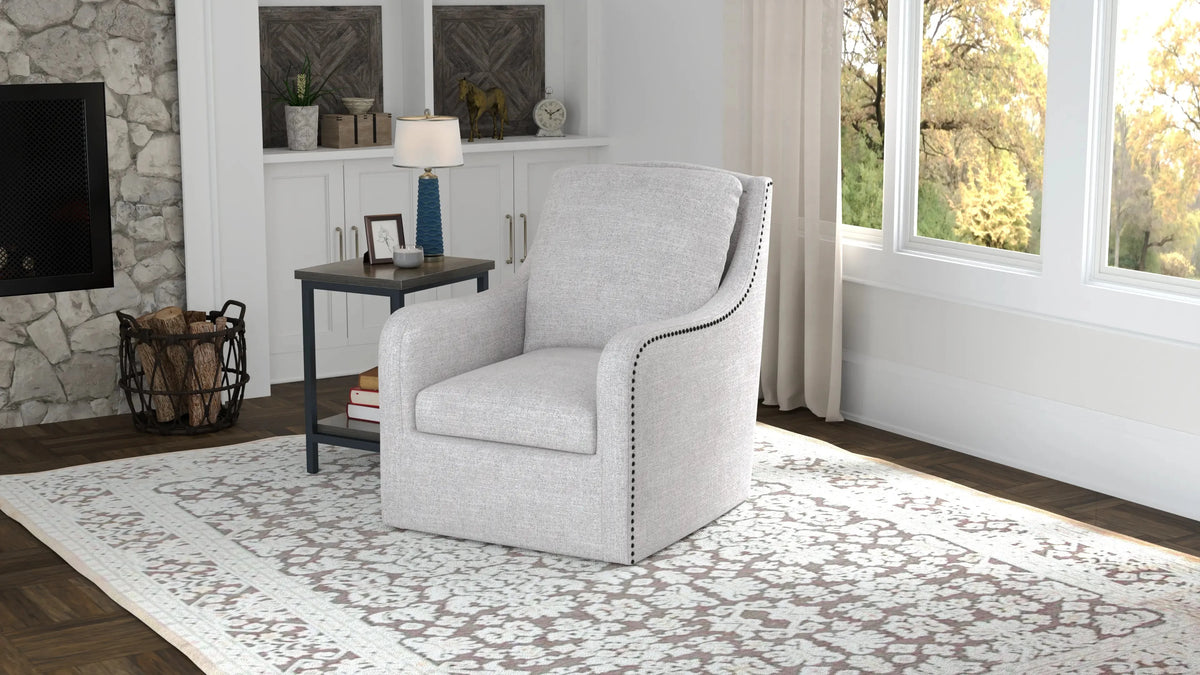 Anna Swivel Accent Chair Feathered Silver