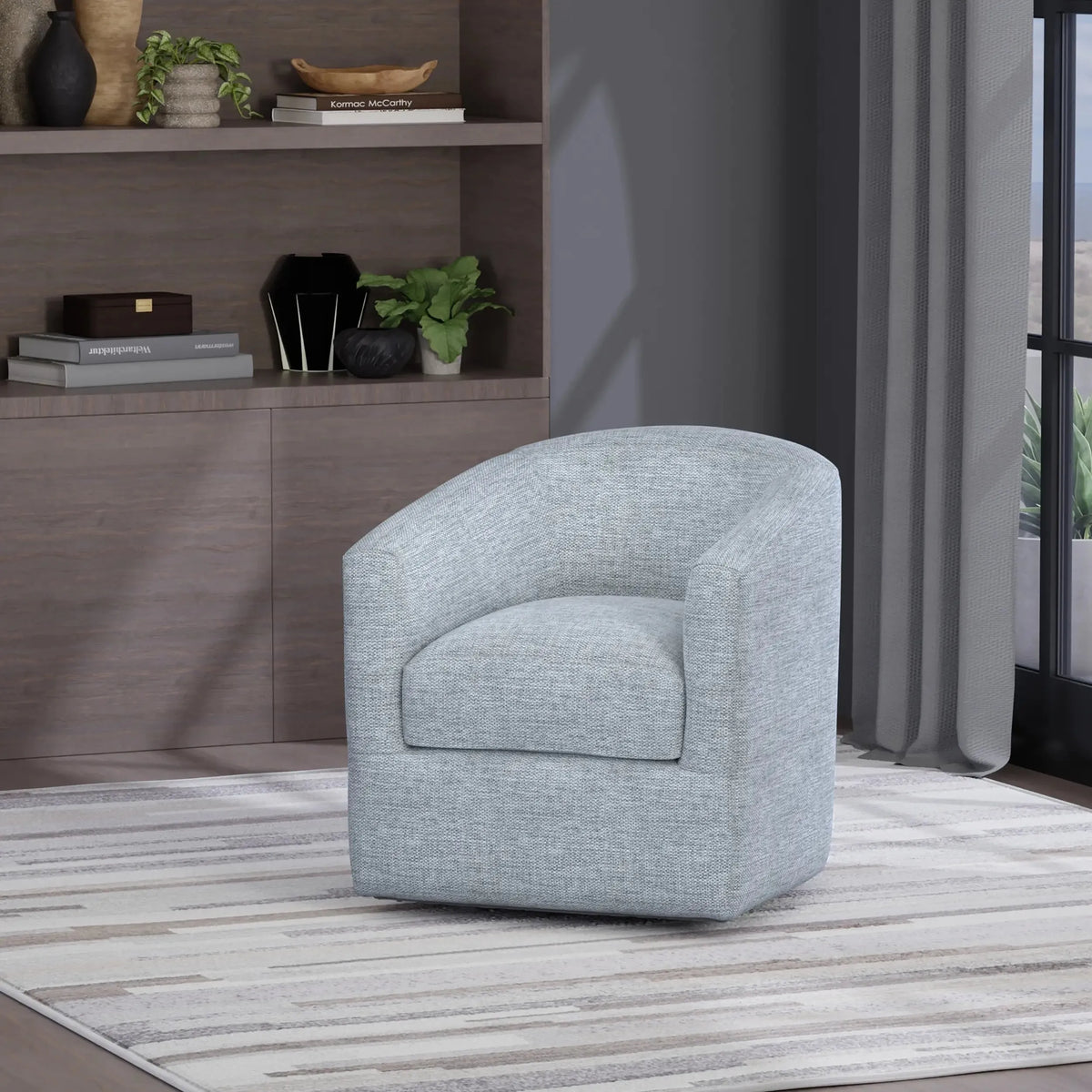 Oliver Swivel Accent Chair Dark Birch