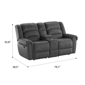 Baldwin Reclining Console Loveseat Slate Gray