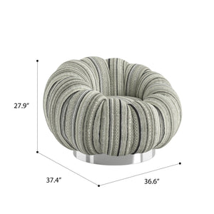 Lily Pumpkin Swivel Accent Chair Black Mixed Stripe