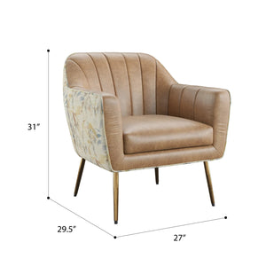 Ophelia Accent Chair Saddle With Vintage Leaf