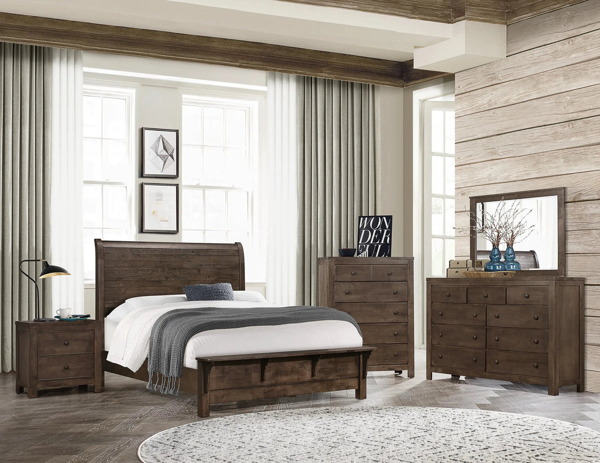 Ashton Hills Sleigh Bed Ash Brown