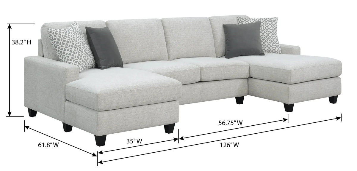 Walker Chaise Sectional Pale Gray