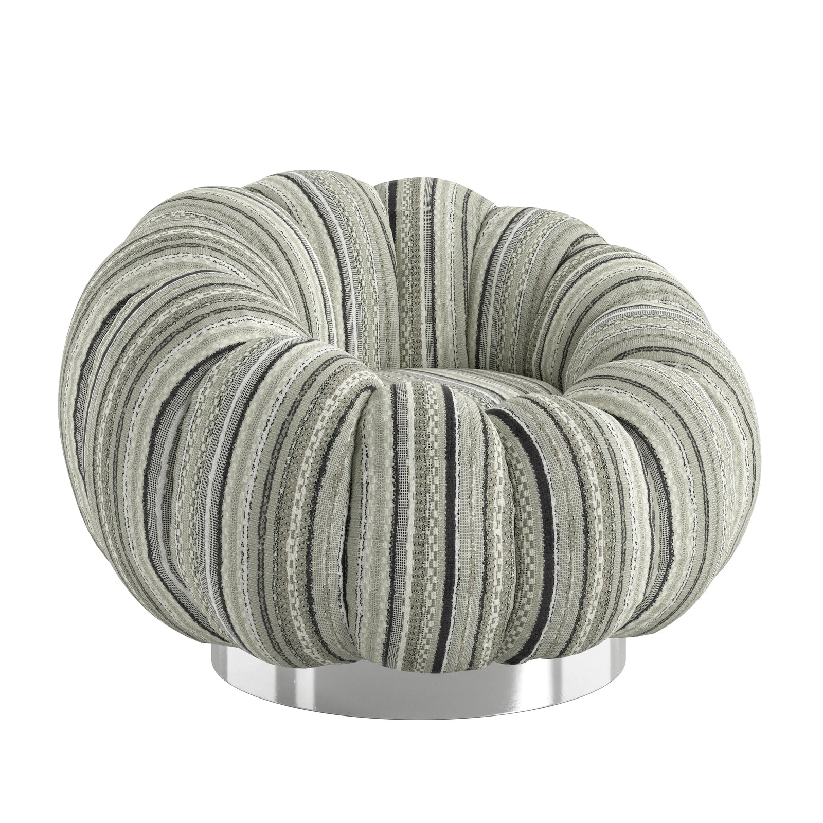 Lily Pumpkin Swivel Accent Chair Black Mixed Stripe