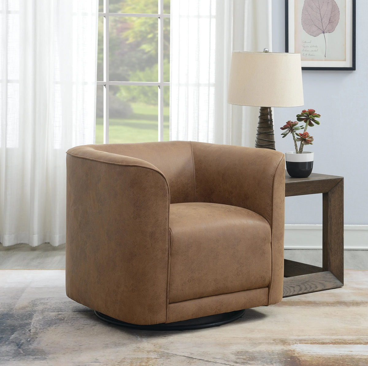 Whirlaway Swivel Accent Chair Badlands Saddle