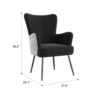 Amera Accent Chair Black With Petroglyph Print