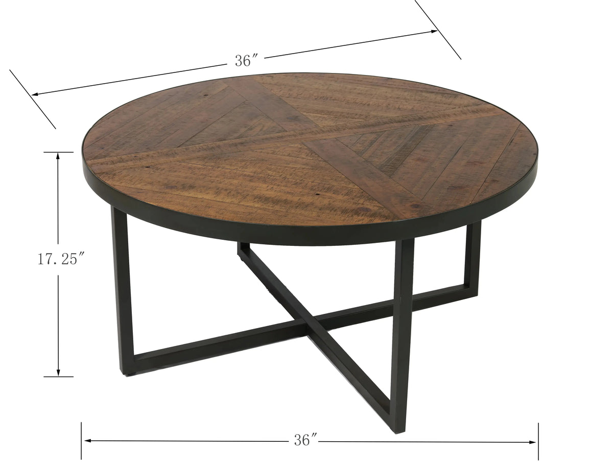 Denton Round Coffee Table Antique Pine
