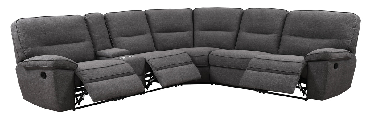 Alberta 6 Piece Modular Reclining Sectional Set Charcoal Gray