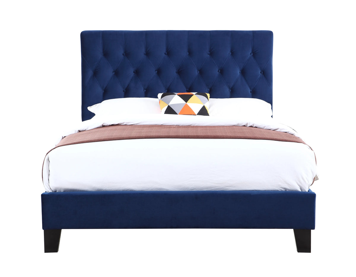 Amelia Upholstered Bed Navy