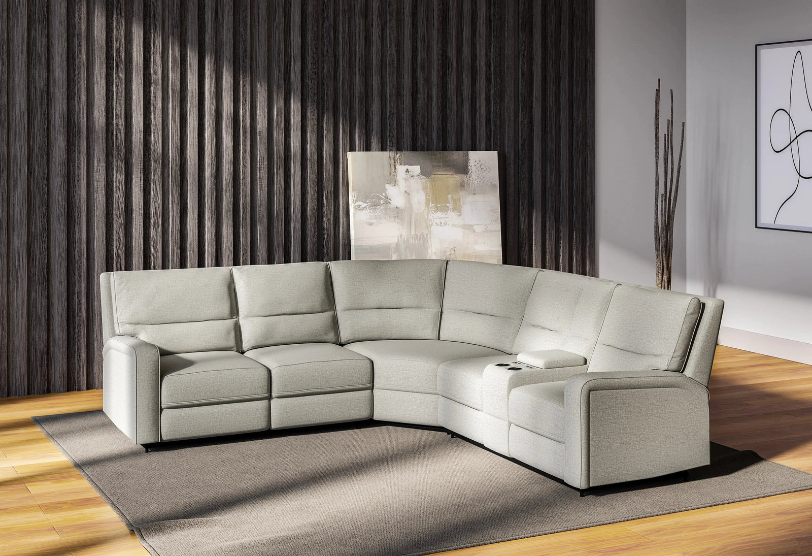 Medford Power 3-Seat Reclining Sectional Driftwood Tan