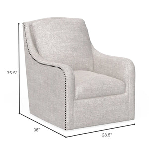 Anna Swivel Accent Chair Feathered Silver