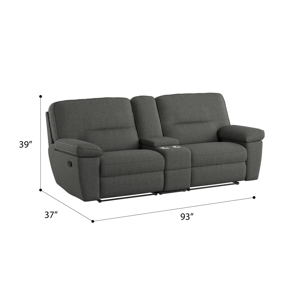 Alberta Modular Reclining Console Loveseat Charcoal Gray