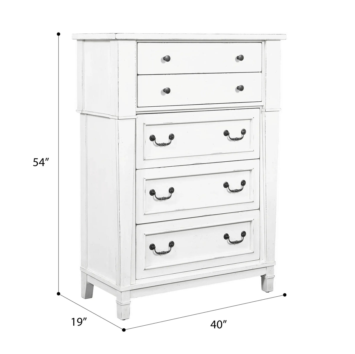 Stoney Creek 5-Drawer Chest Weathered White