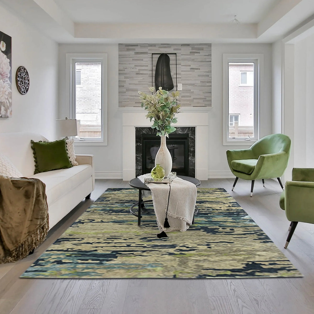 Abstract ABS-2 Blue/Beige Rug