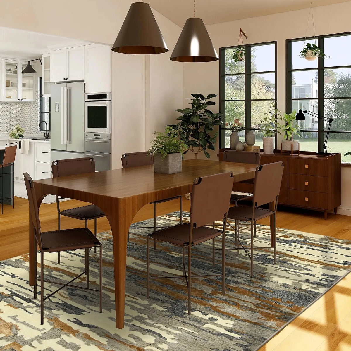 Abstract ABS-3 Orange/Grey Rug