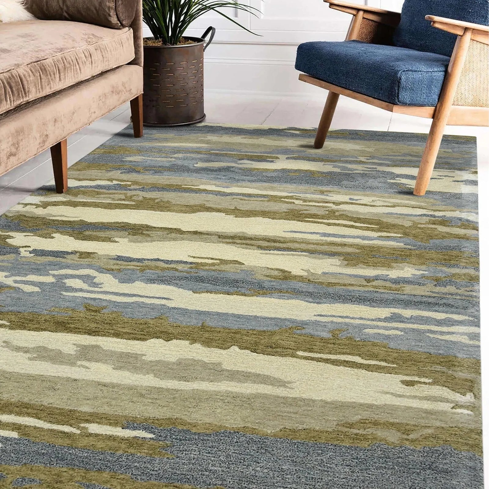Abstract ABS-5 Water Blue Rug