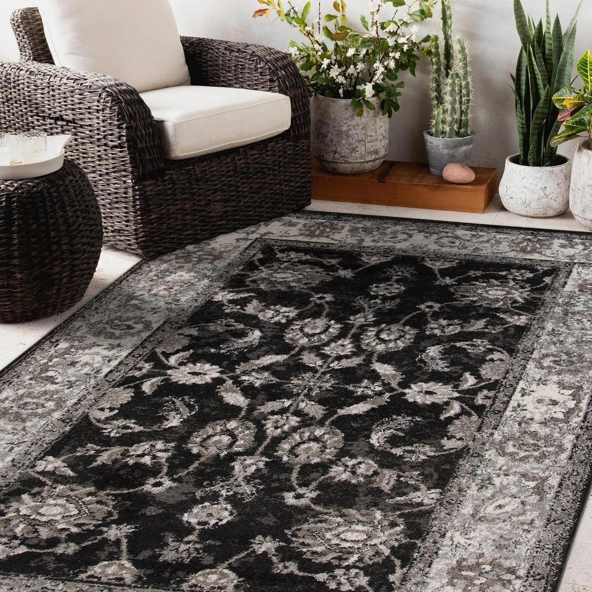 Alexandria ALX-44 Black/Ivory Rug