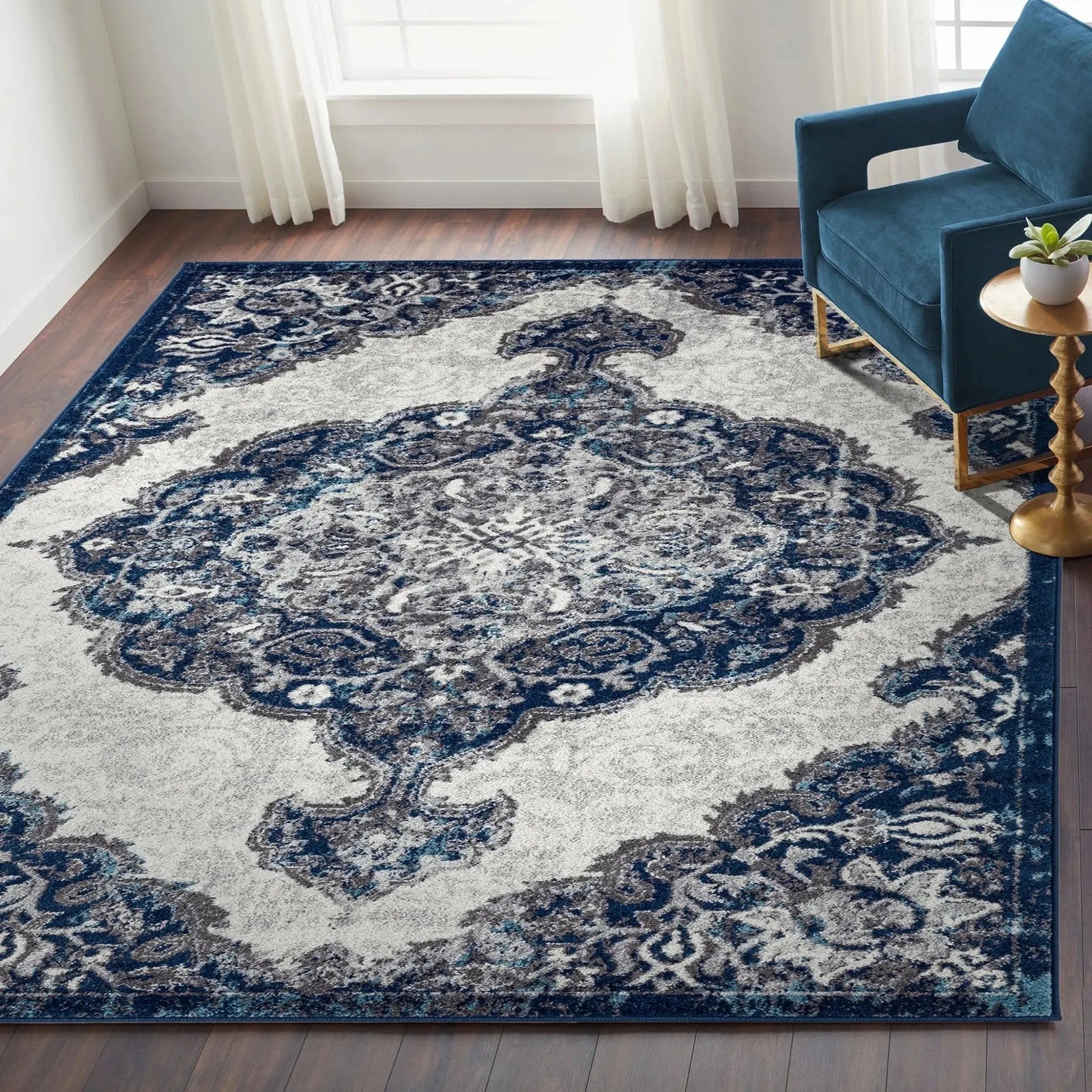 Alexandria ALX-86 Ivory/Navy Rug