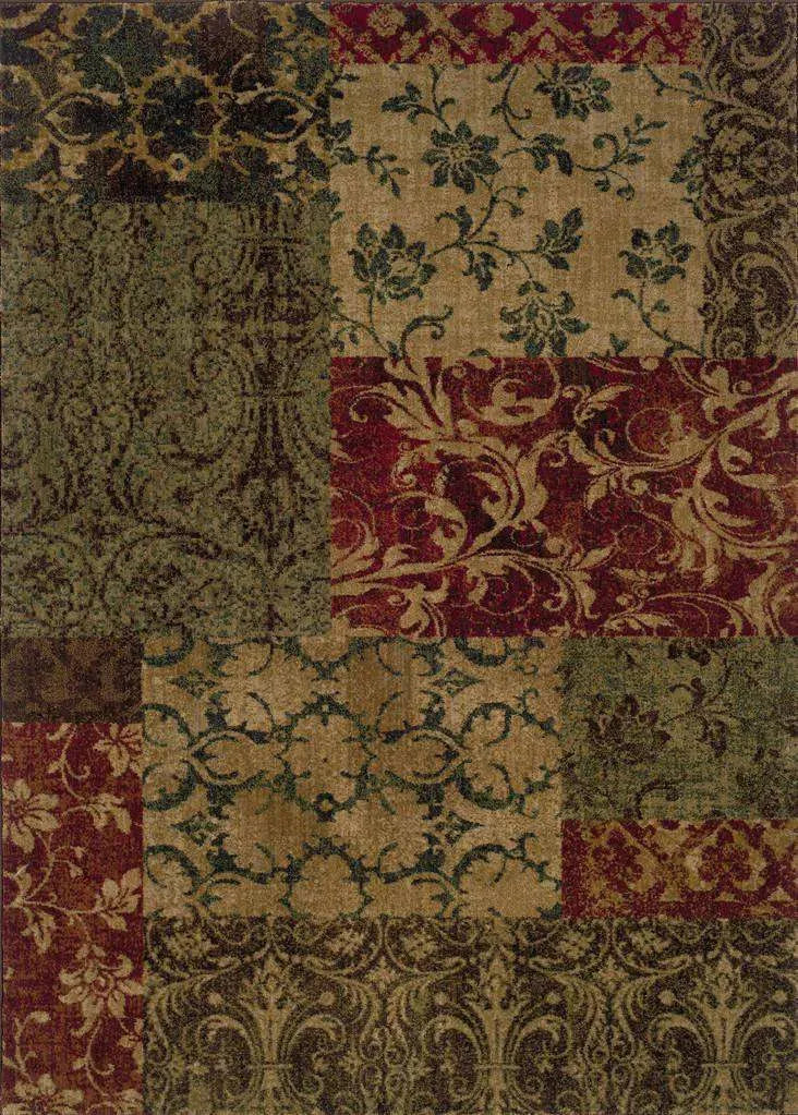 Allure 58B Green/ Red Rug