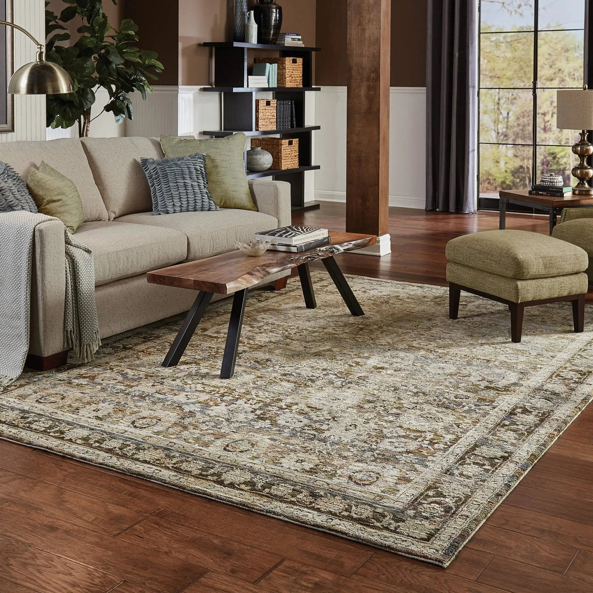 Andorra 7125C Green/ Brown Rug