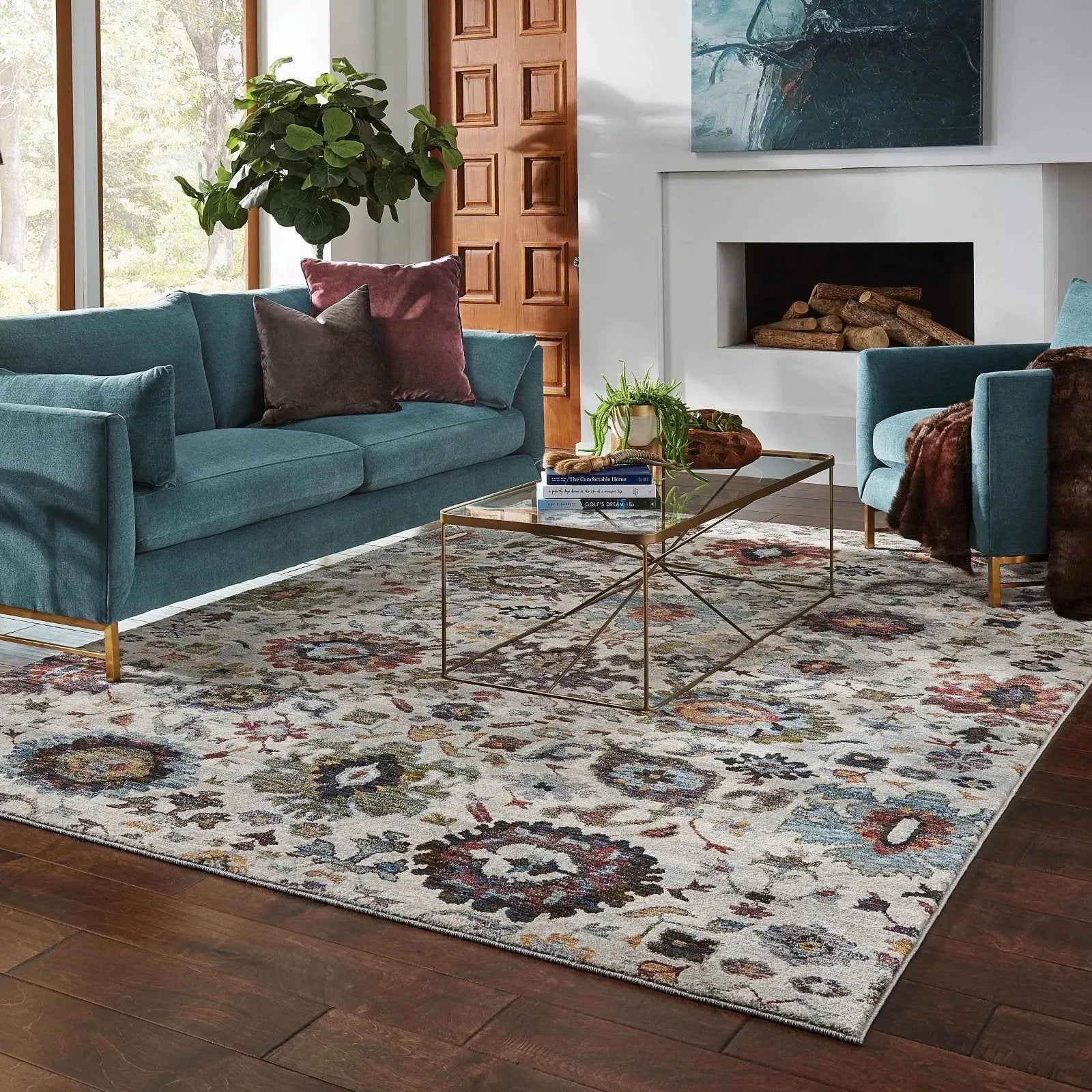 Andorra 7129A Stone/ Multi Rug