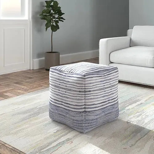 Andros 34123WHT White/Blue Pouf