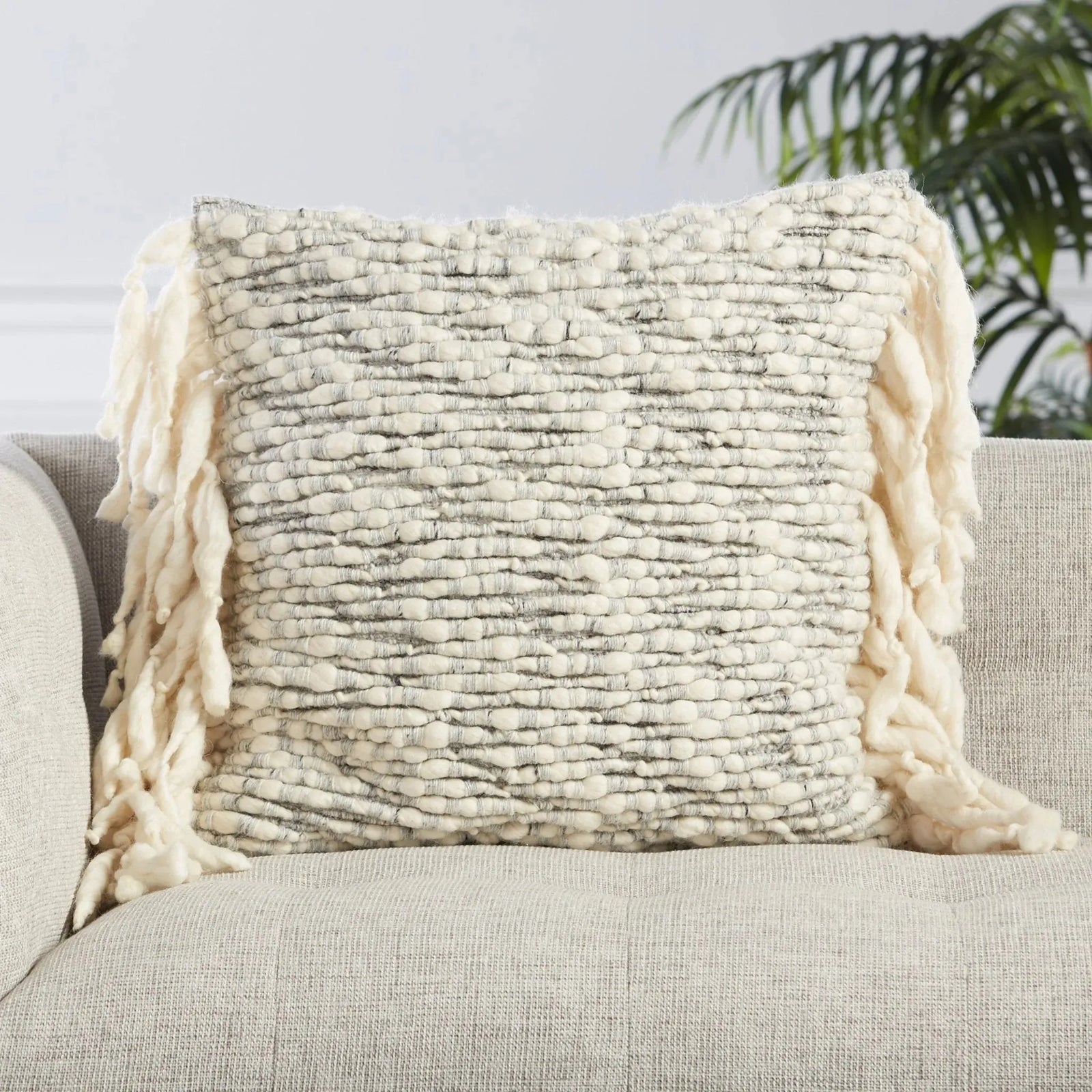 Angora Ago04 Mahya Ivory/Light Gray Pillow