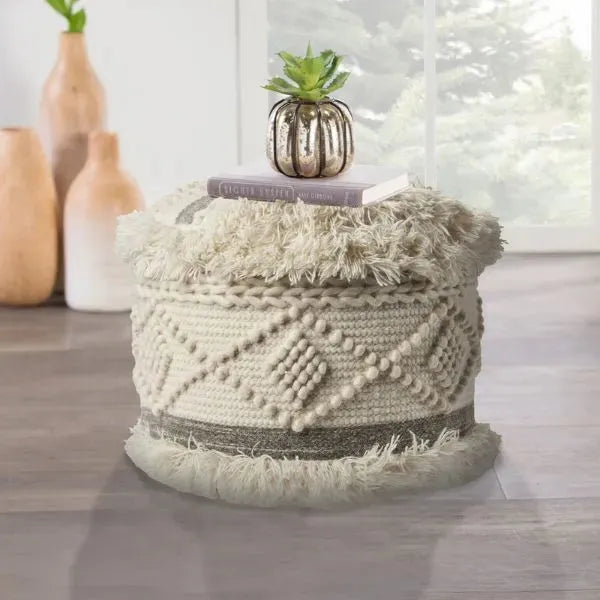 Astrid 99758WGY White/Grey Pouf