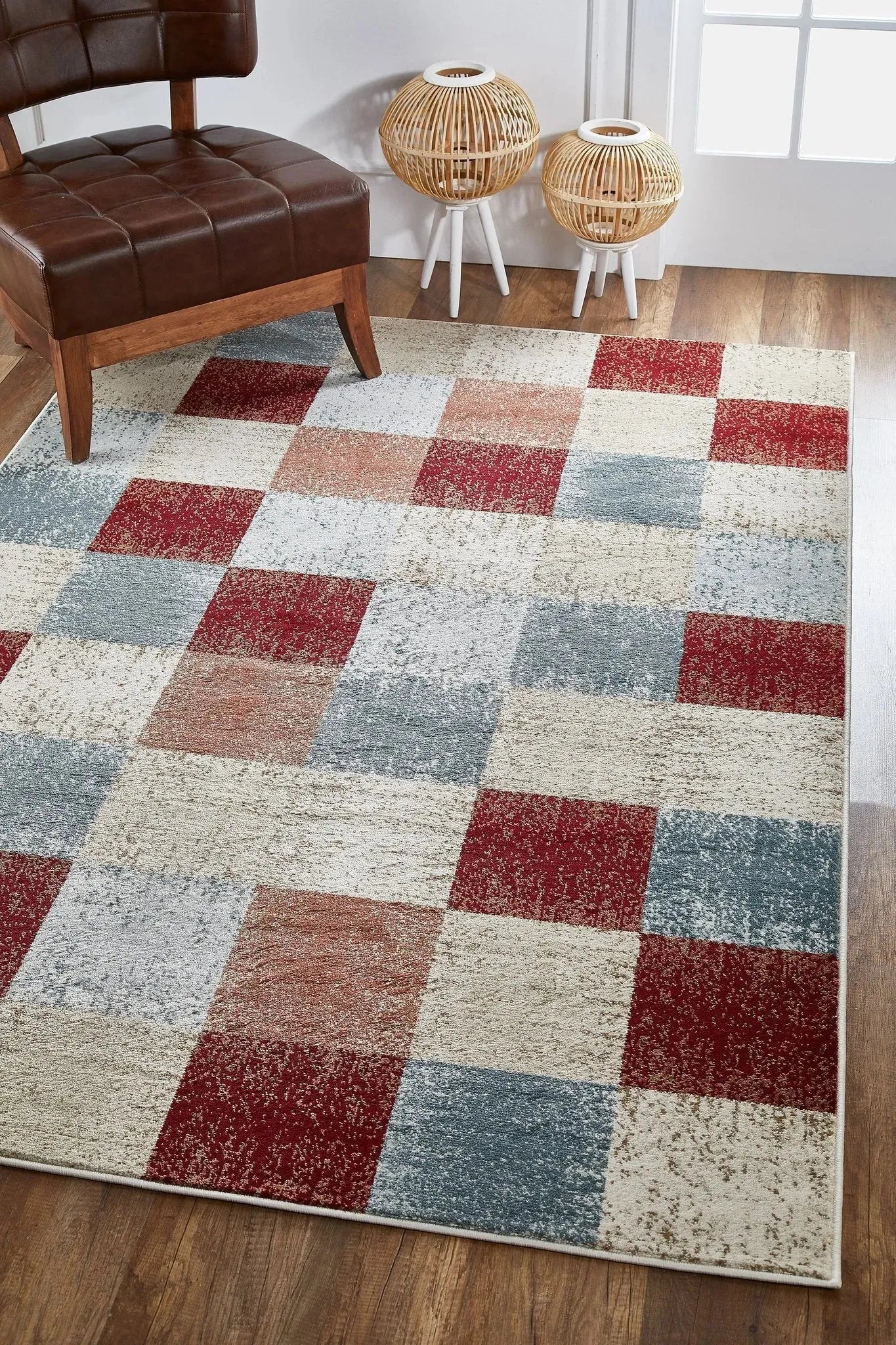 Avalon 5616 Checkered Brown Rug