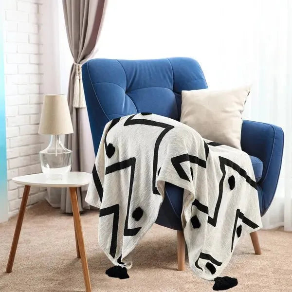 Avant-garde 80202BKN Black/Natural Throw Blanket