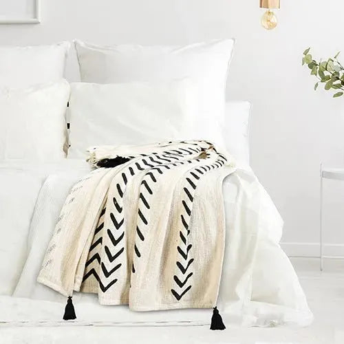 Avant-garde 80203BKN Black/Natural Throw Blanket