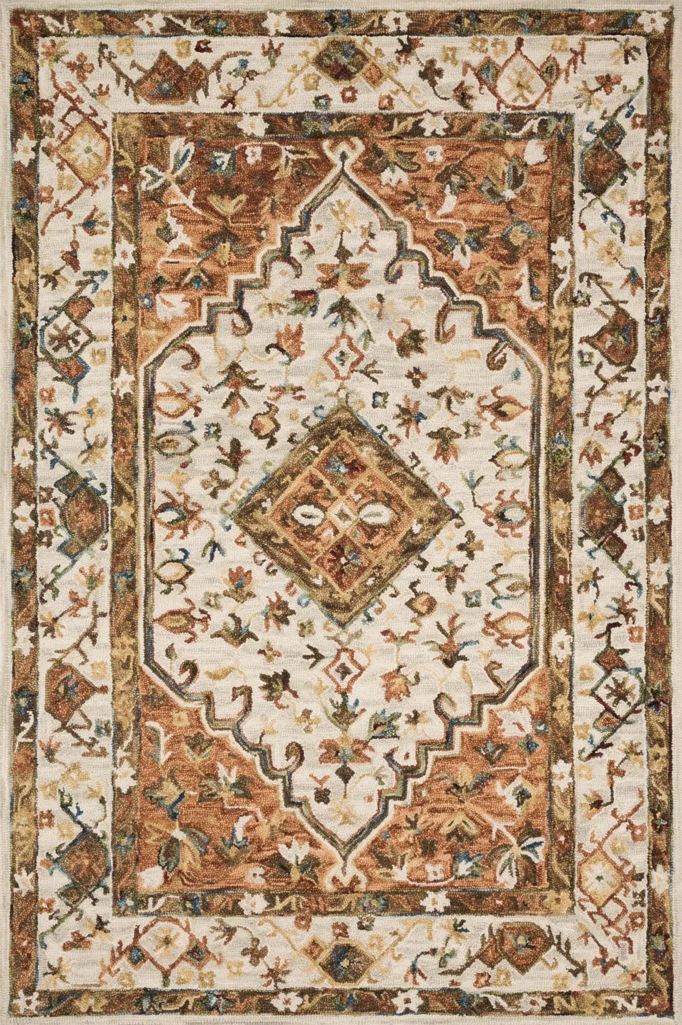 Beatty BEA-01 Ivory/Rust Rug