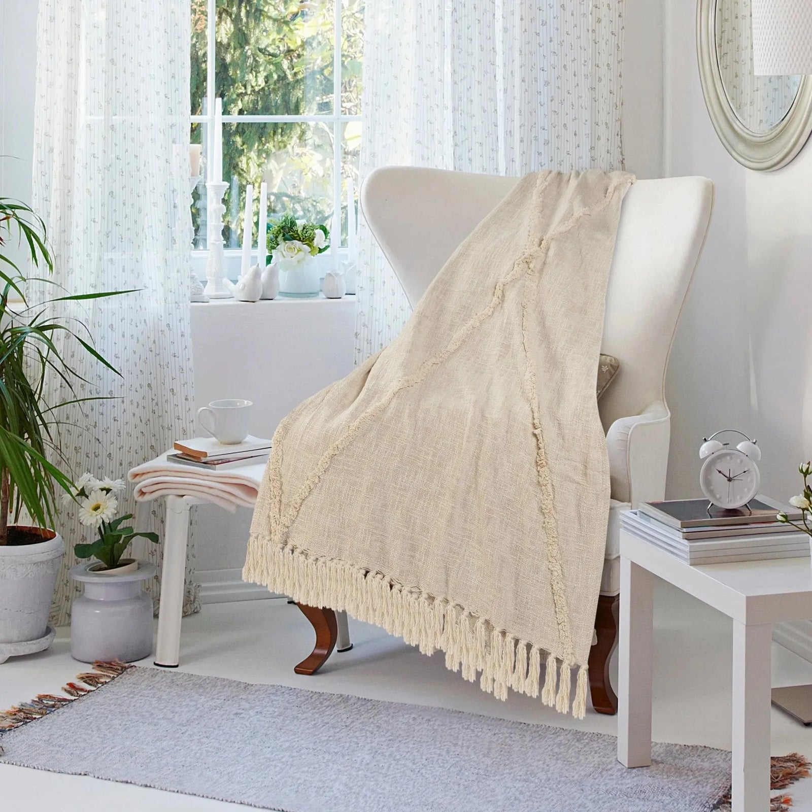Birch Cream Tufted  LR80177 Throw Blanket