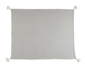 Black and Ivory Striped Tasseled LR80178 Throw Blanket