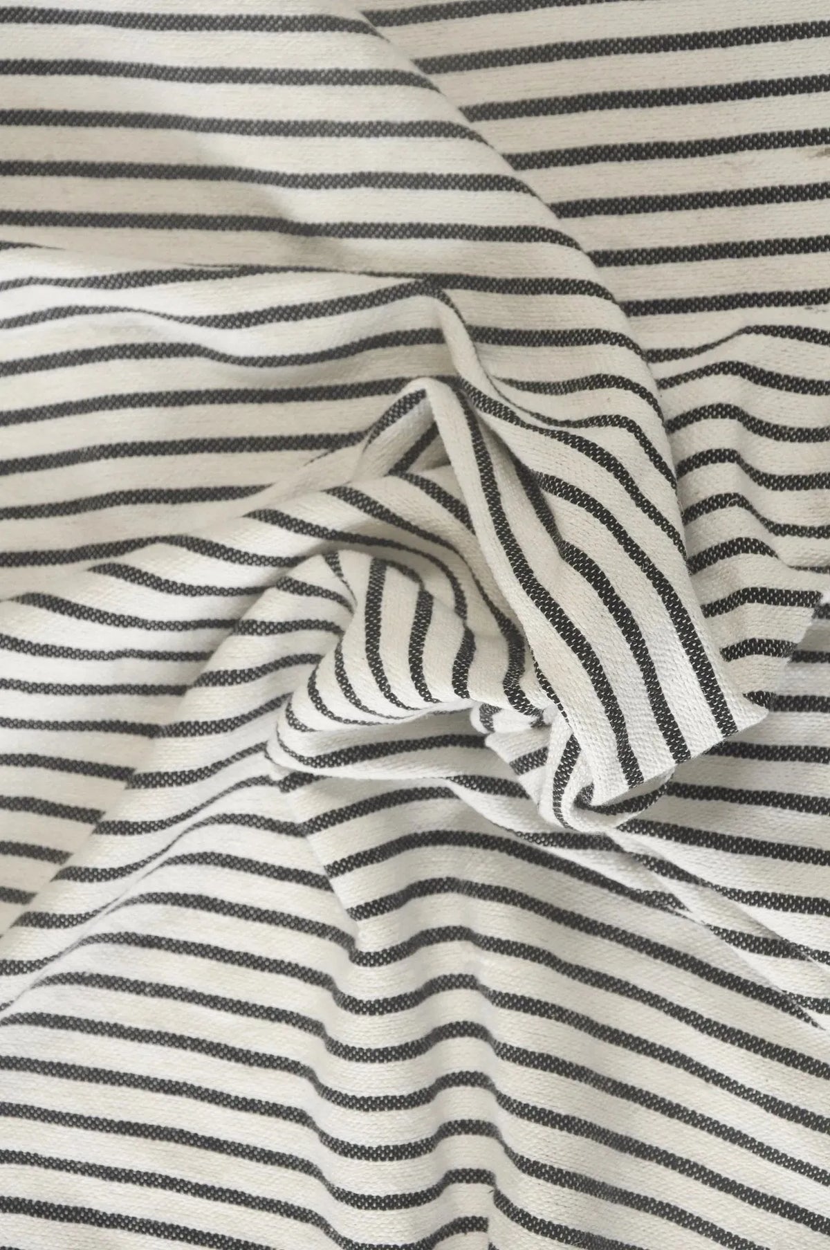 Black and Ivory Striped Tasseled LR80178 Throw Blanket