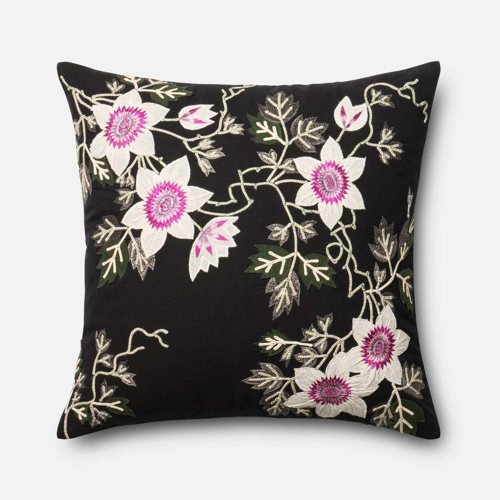 Black / Ivory Square P0295 Pillow