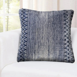 Blue and Ivory Textured LR07427 Throw Pillow