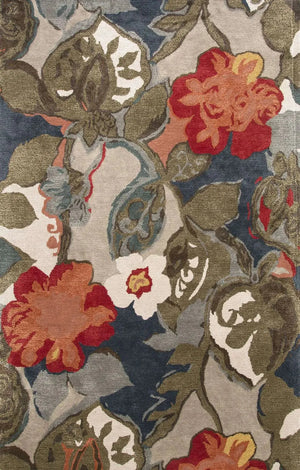Blue BL116 Petal Pusher Indigo / Silver Gray Rug